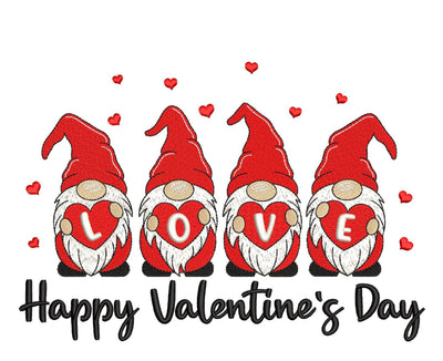 Valentine Gnomes Embroidery Design, Happy Valentine's Day Embroidery File, 3 sizes, Instant Download Embroidery/Applique DESIGNS Nino Nadaraia 