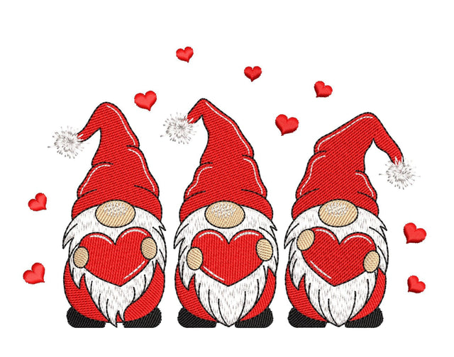 Valentine Gnomes Embroidery Design, Happy Valentine's Day Embroidery File, 4 sizes, Instant Download Embroidery/Applique DESIGNS Nino Nadaraia 