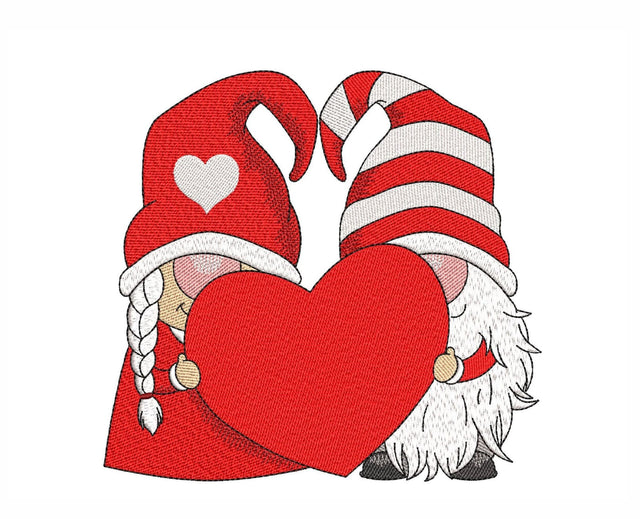 Valentine Gnomes Embroidery Design, Happy Valentine's Day Embroidery File, 4 sizes, Instant Download Embroidery/Applique DESIGNS Nino Nadaraia 