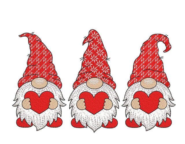 Valentine Gnomes Embroidery Design, Valentine's Day Embroidery File, 4 sizes, Instant Download Embroidery/Applique DESIGNS Nino Nadaraia 