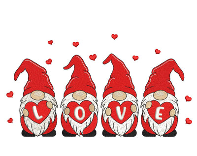 Valentine Gnomes Embroidery Design, Valentine's Day Embroidery File, 4 sizes, Instant Download Embroidery/Applique DESIGNS Nino Nadaraia 