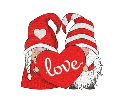 Valentine Gnomes Embroidery Design, Valentine's Day Embroidery File, 4 sizes, Instant Download Embroidery/Applique DESIGNS Nino Nadaraia 
