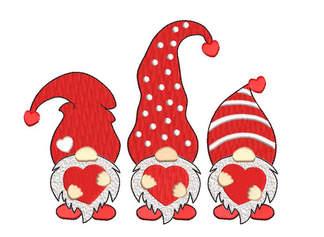 Valentine Gnomes embroidery machine design, Gnomes with hearts Embroidery/Applique DESIGNS Canada Embroidery 