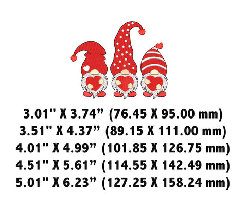 Valentine Gnomes embroidery machine design, Gnomes with hearts Embroidery/Applique DESIGNS Canada Embroidery 