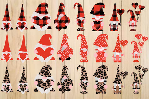 Valentine Gnomes In Leopard And Buffalo Plaids With Hearts SVG Yuliya 