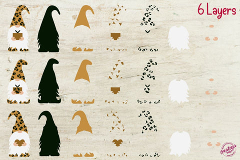 Valentine Gnomes, Leopard Gnome, Gnome SVG, Gnome Layered SVG Createya Design 