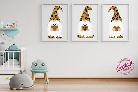 Valentine Gnomes, Leopard Gnome, Gnome SVG, Gnome Layered SVG Createya Design 