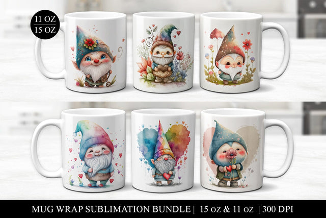 Valentine Gnomes Mug Sublimation Bundle - 6 Premium Designs Sublimation BijouBay 