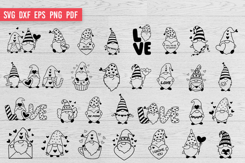 Valentine Gnomes SVG bundle | Gnome SVG | Valentine SVG - So Fontsy