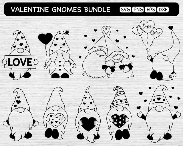 Valentine Gnomes Svg Bundle, Outline Gnomes Bundle, Valentine's Day Svg Bundle, Valentine Svg, Gnomes Svg, Cut Files SVG SvgMonkeys 