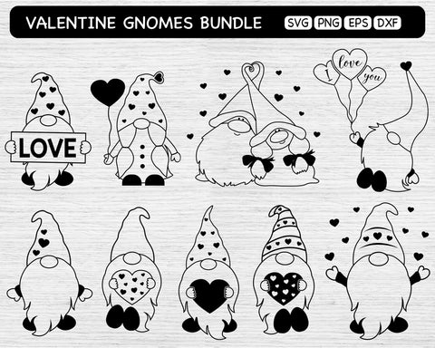 Valentine Gnomes Svg Bundle, Outline Gnomes Bundle, Valentine's Day Svg Bundle, Valentine Svg, Gnomes Svg, Cut Files SVG SvgMonkeys 