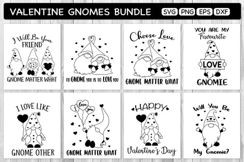 Valentine Gnomes Svg Bundle, Outline Gnomes Bundle, Valentine's Day Svg Bundle, Valentine Svg, Gnomes Svg SVG SvgMonkeys 