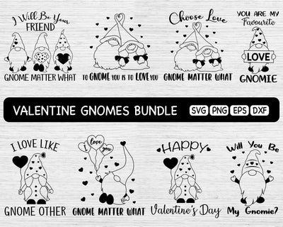 Valentine Gnomes Svg Bundle, Outline Gnomes Bundle, Valentine's Day Svg Bundle, Valentine Svg, Gnomes Svg SVG SvgMonkeys 