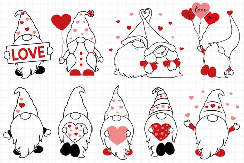 Valentine Gnomes Svg Bundle, Outline Gnomes Bundle, Valentine's Day Svg Bundle, Valentine Svg, Sublimations Gnomes Svg SVG SvgMonkeys 