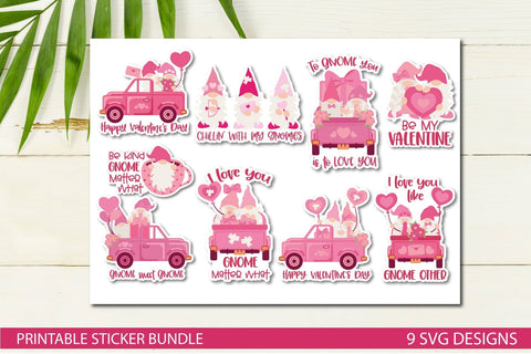 Valentine Gnomes SVG Bundle| Printable Stickers for Cricut SVG TatiStudio 