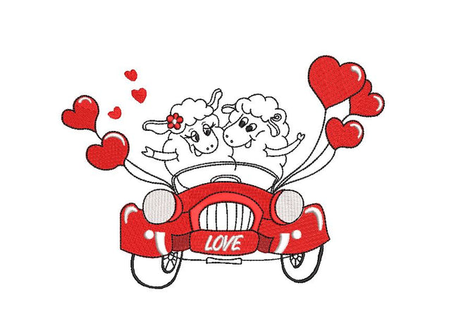 Valentine Happy Sheep Couple Machine Embroidery Design Embroidery/Applique DESIGNS Canada Embroidery 