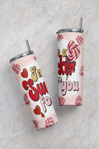 Valentine Heart Candy I'm a Lucker For You 20oz Skinny Tumbler Sublimation Designs Tumbler for Straight/Tapered PNG File Digital Download Sublimation CaldwellArt 