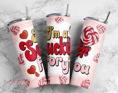 Valentine Heart Candy I'm a Lucker For You 20oz Skinny Tumbler Sublimation Designs Tumbler for Straight/Tapered PNG File Digital Download Sublimation CaldwellArt 