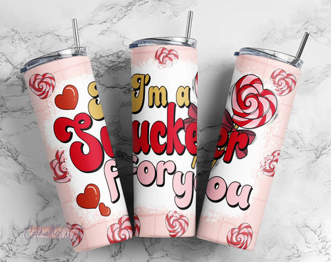 Valentine Heart Candy I'm a Lucker For You 20oz Skinny Tumbler Sublimation Designs Tumbler for Straight/Tapered PNG File Digital Download Sublimation CaldwellArt 
