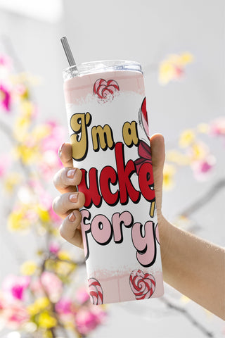 Valentine Heart Candy I'm a Lucker For You 20oz Skinny Tumbler Sublimation Designs Tumbler for Straight/Tapered PNG File Digital Download Sublimation CaldwellArt 
