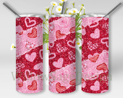 Valentine Heart Design Tumbler, Valentine 20oz Tumbler Png, Heart Glitter Tumbler Wrap, Love Tumbler Design, Valentine's Day Gift, Instant Download Sublimation WillowSageDesign 