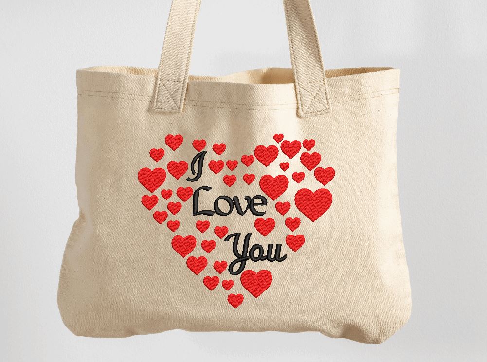 Valentine Heart, I love you Machine Embroidery Design - So Fontsy