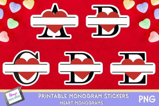 Valentine Heart Monogram Stickers | Valentine's Day Stickers SVG Stacy's Digital Designs 
