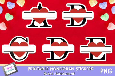 Valentine Heart Monogram Stickers | Valentine's Day Stickers SVG Stacy's Digital Designs 