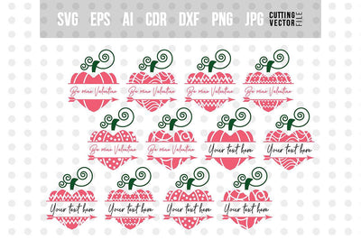 Valentine Heart Monograms 12 designs SVG VectorSVGdesign 
