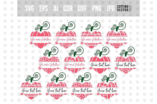 Valentine Heart Monograms 12 designs SVG VectorSVGdesign 