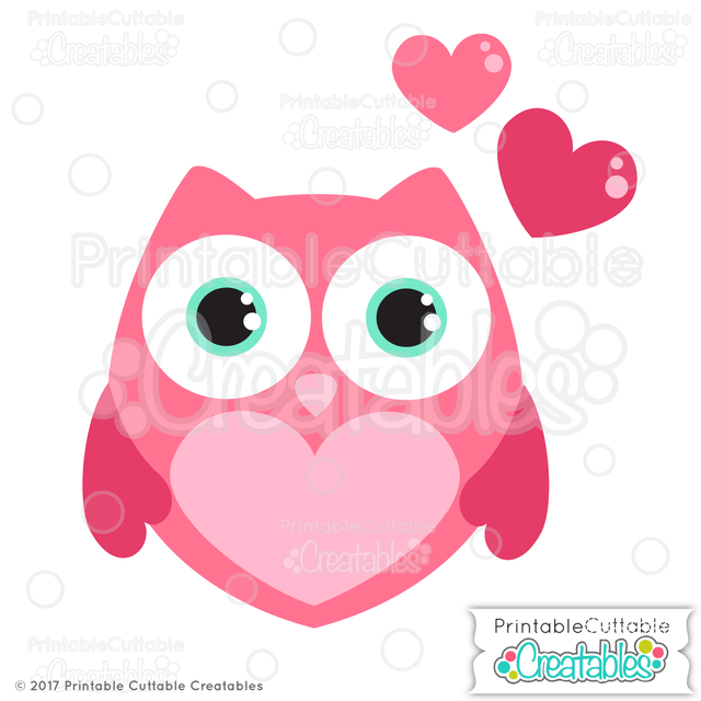 Valentine Heart Owl SVG Printable Cuttable Creatables 