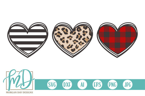 Valentine Heart Trio SVG Morgan Day Designs 
