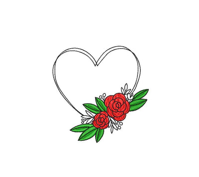 Valentine Heart with Roses 2 Machine Embroidery Design Embroidery/Applique DESIGNS Canada Embroidery 