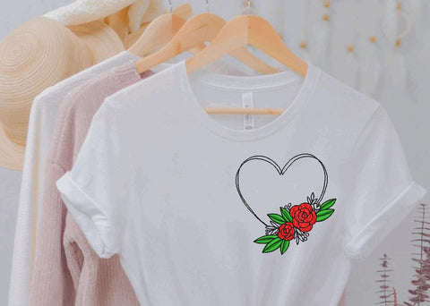 Valentine Heart with Roses 2 Machine Embroidery Design Embroidery/Applique DESIGNS Canada Embroidery 