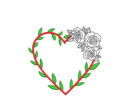 Valentine Heart with Roses Machine Embroidery Design Embroidery/Applique DESIGNS Canada Embroidery 
