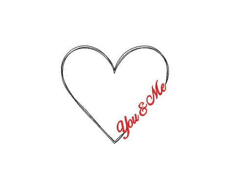 Valentine Heart You and Me Machine Embroidery Design Embroidery/Applique DESIGNS Canada Embroidery 