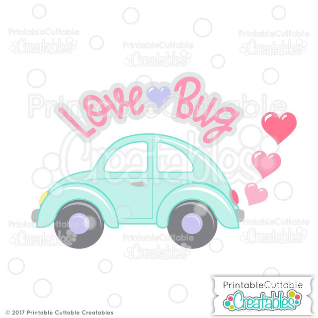 Valentine Hearts Love Bug SVG Printable Cuttable Creatables 