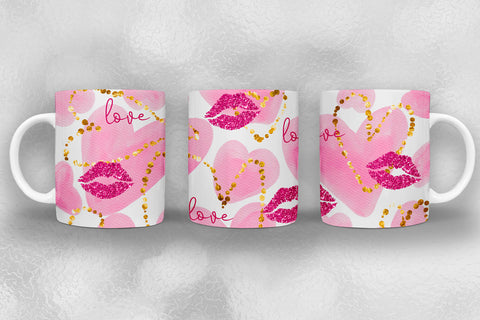 Valentine Hearts Mug Wrap Sublimation I Valentine Mugs PNG Sublimation Happy Printables Club 