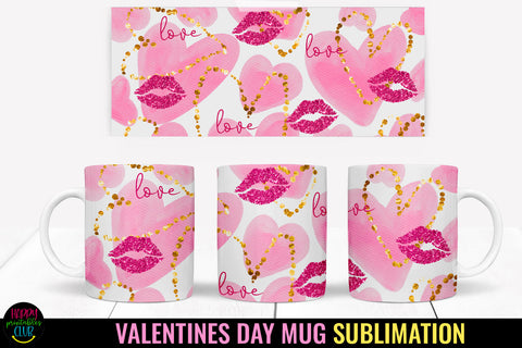Valentine Hearts Mug Wrap Sublimation I Valentine Mugs PNG Sublimation Happy Printables Club 