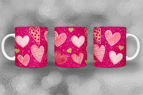 Valentine Hearts Mug Wrap Sublimation I Valentine Mugs PNG Sublimation Happy Printables Club 