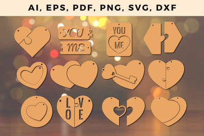 valentine keyring keychain svg bundle, Laser Cut Files, SVG, 3D Designs, Mini Design Bundles SVG MD JOYNAL ABDIN 