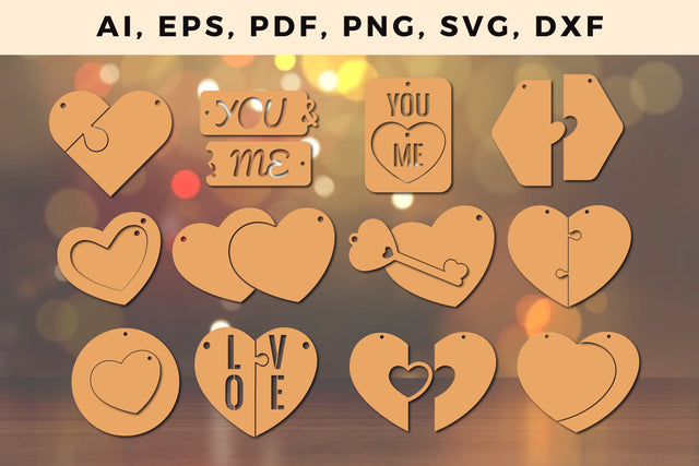 valentine keyring keychain svg bundle, Laser Cut Files, SVG, 3D Designs, Mini Design Bundles SVG MD JOYNAL ABDIN 