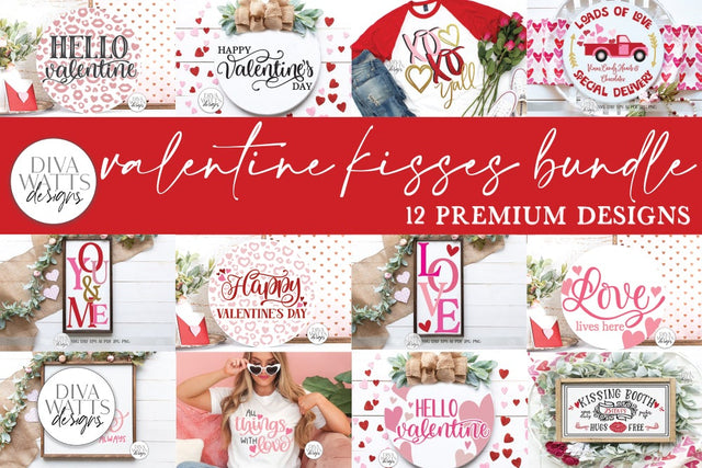 Valentine Kisses Bundle - Valentine's Day SVG Designs SVG Diva Watts Designs 