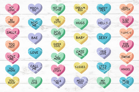 Valentine Kisses Candy Hearts SVG Bundle | Valentine's Day SVG Diva Watts Designs 