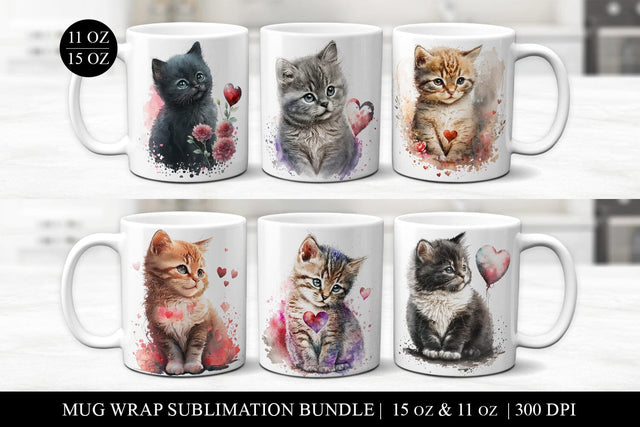 Valentine Kittens Mug Sublimation Bundle | 6 Premium Design Sublimation BijouBay 