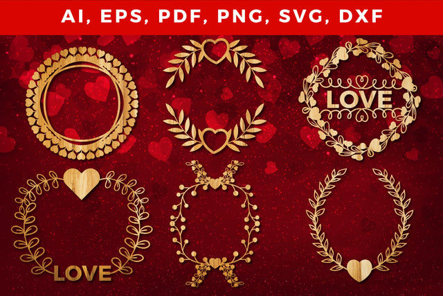 valentine laser cut wreath bundle svg SVG MD JOYNAL ABDIN 