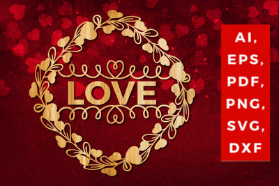 valentine laser / paper cut wreath SVG SVG MD JOYNAL ABDIN 