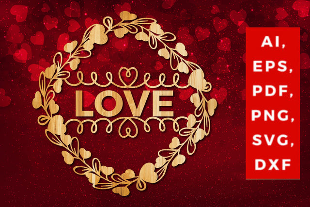 valentine laser / paper cut wreath SVG SVG MD JOYNAL ABDIN 