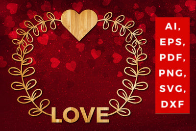 valentine laser / paper cut wreath SVG SVG MD JOYNAL ABDIN 