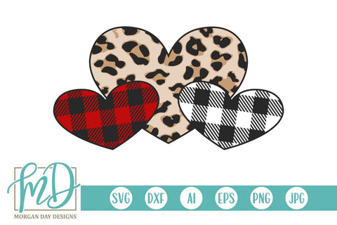 Valentine Leopard Buffalo Plaid Hearts SVG Morgan Day Designs 
